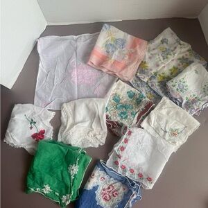 Vintage Floral and Embroidered Handkerchief Set
